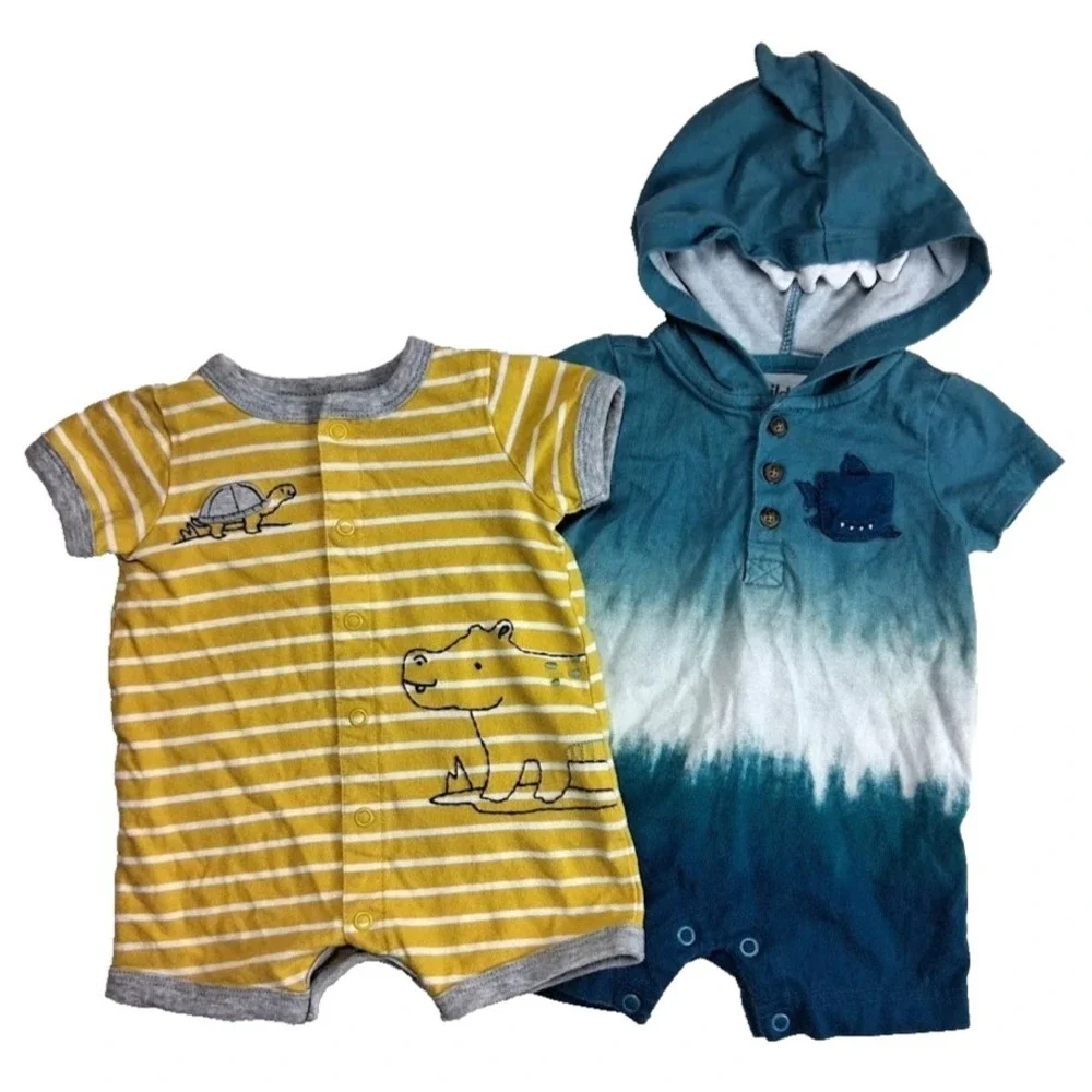 Carter's Baby Boy 0 3 Mos Outfit Lot 9pc Bodysuit Jumpsuit Shorts Snoopy Summer